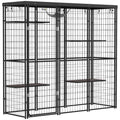 Weld Wire Catio Outdoor Indoor with Waterproof Cover, 4 Jumping Platforms, Hammock, for 1-3 Kittens, 69" x 22" x 62"
