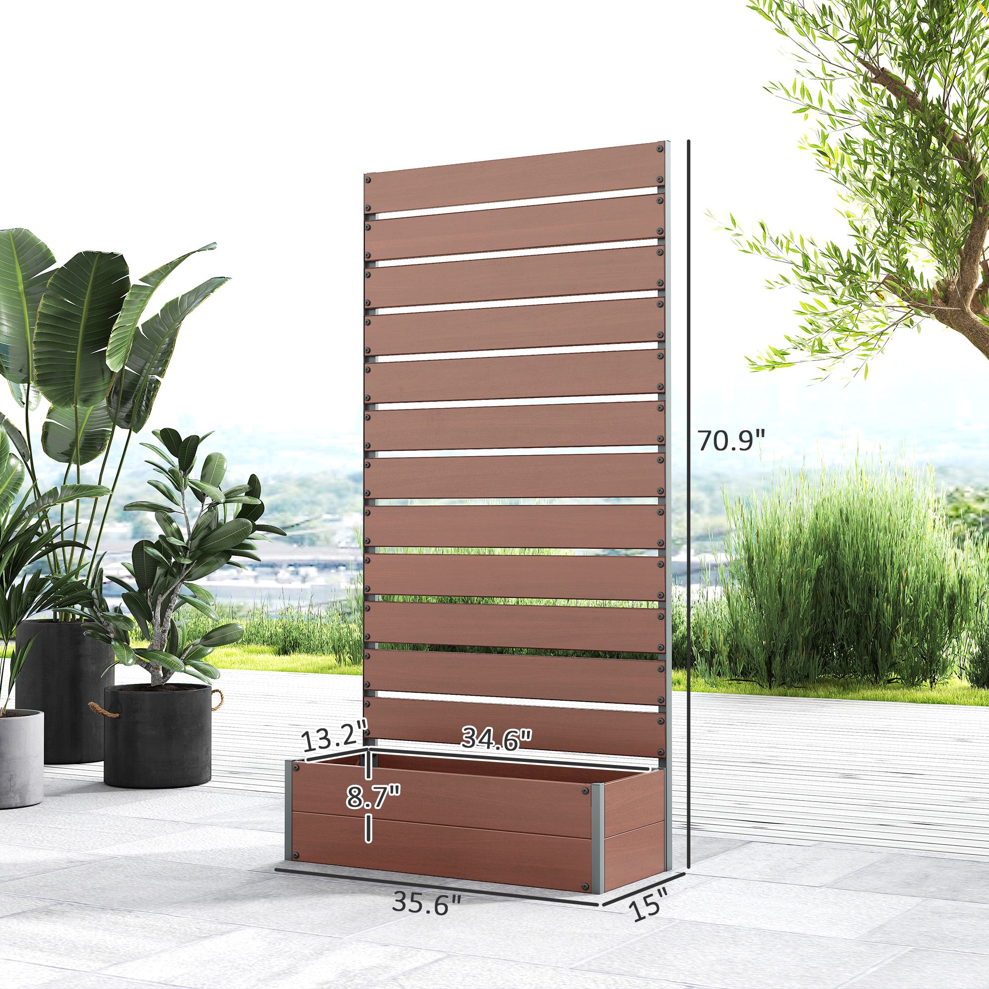 Trellis Planter for Climbing Plants, Raised Garden Bed with Trellis, Planter Box for Outdoor Garden, Light Brown