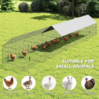 Metal Chicken Coop, Large Chicken Run with Water-Resistant & Anti-UV Cover for 7-9 Hens, Outdoor Hen House with 10 Doors