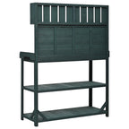 Outdoor Potting Bench with 4 Shelf & Side Hook for Patio, Farmhouse Garden Workstation with Large Tabletop, 47'' L x 19.5'' W x 65'' H, Green