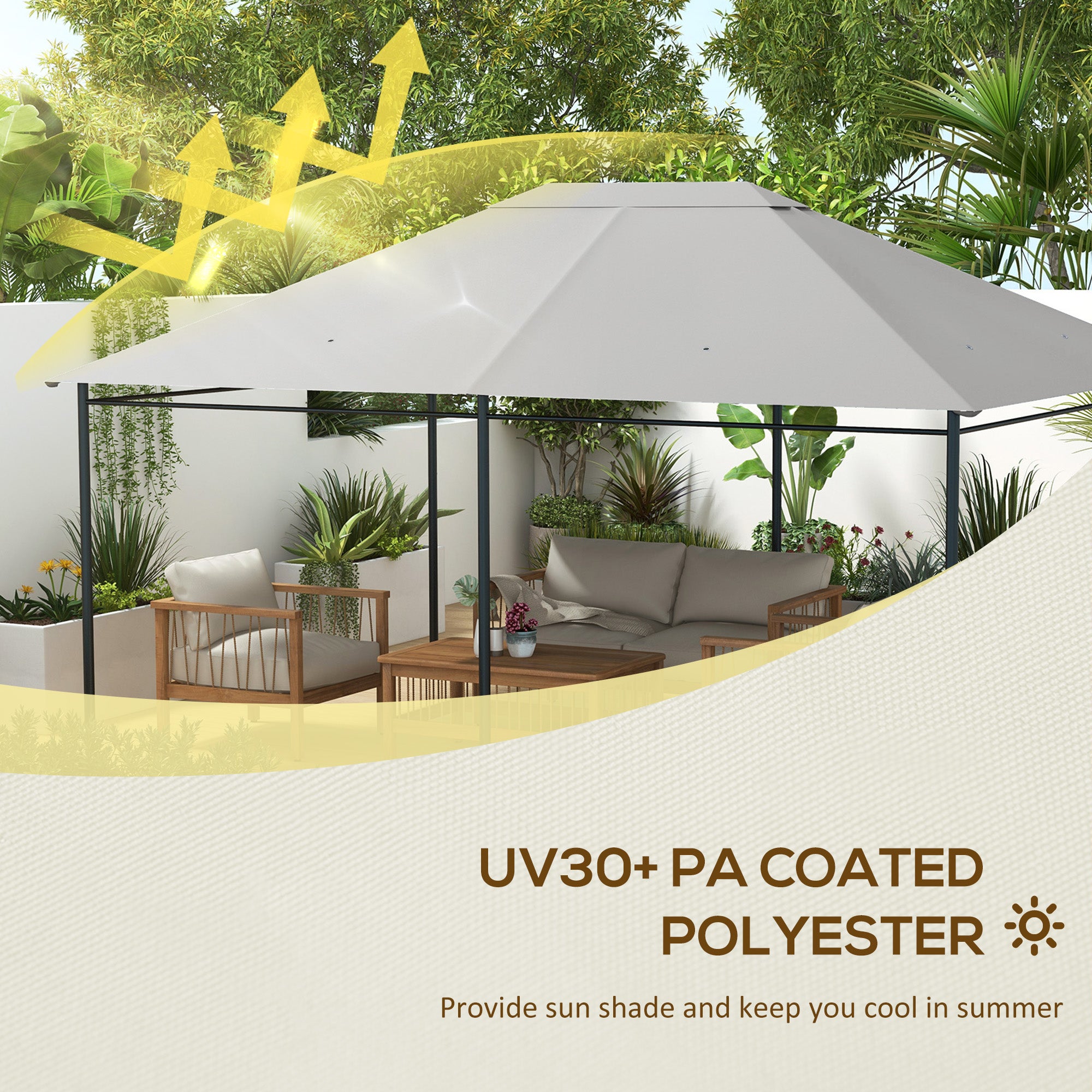 10' x 13' Gazebo Canopy Replacement Roof for 84C-116, Light Gray