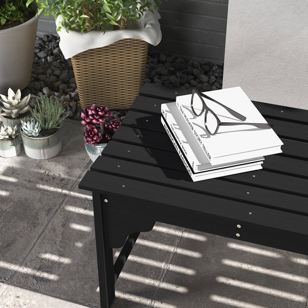 Slatted Wooden Garden Bench, Curved Seat Front Porch Bench, Black