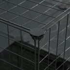 Pet Playpen with Door, Metal Mesh Cage with Mallet, Black