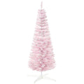 5' Decorated Christmas Tree Snow Flocked Artificial Christmas Tree with Pencil Shape, Realistic Branches, Pink