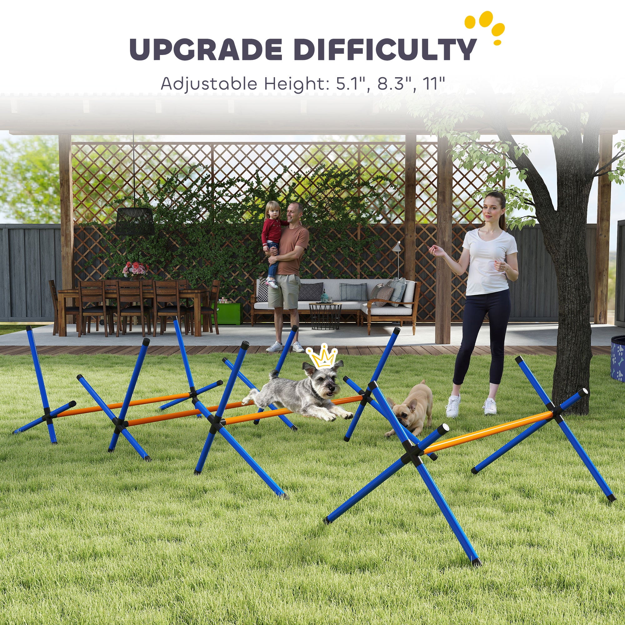 4 Pieces Dog Agility Equipment, Dog Agility Course Backyard Set with Adjustable Height Jump Bars and Carry Bag