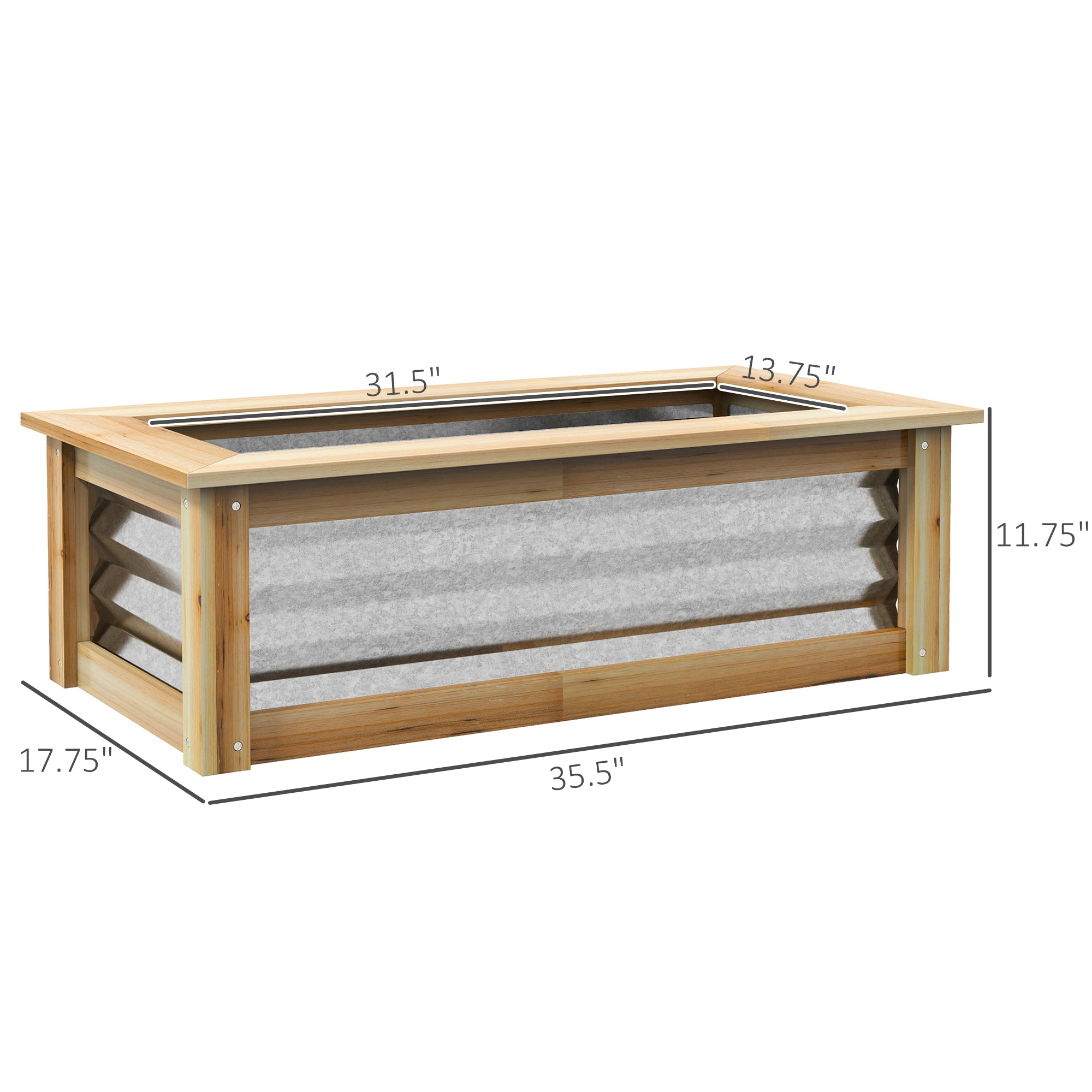 Raised Garden Bed, Planter Box, Metal and Wood Combined, for Growing Flowers, Herbs and Vegetables