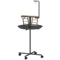 Bird Stand with Wheels Parrot Play Stand with Round Tray Stainless Steel Feed Bowls Indoor Outdoor Dark Gray