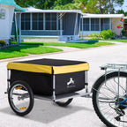 Bicycle Cargo Trailer, Two-Wheel Bike Luggage Wagon Trailer with Removable Cover, Fits 20" - 26" Bicycle Wheels, Yellow