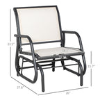 Outdoor Glider Chair, Steel Swing Chai with Curved Armrests for Porch, Garden, Poolside, Balcony, Cream White