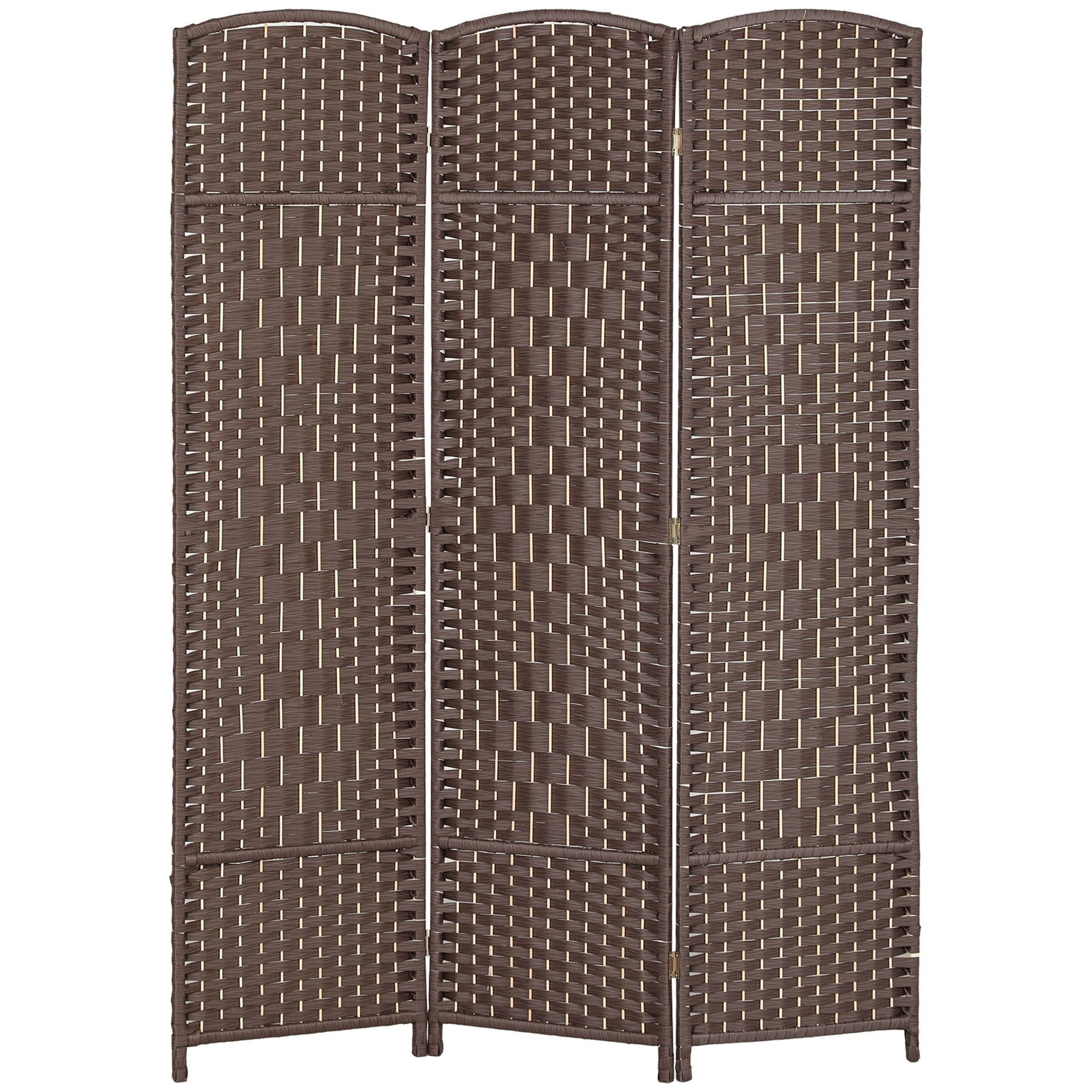 Folding Room Divider Screen 3 Panel 6' Tall Privacy Screen Freestanding Wood Partition for Home Office, Brown