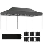 10 x 20 ft Pop Up Canopy Tent, Heavy Duty UPF50+ Outdoor Portable Instant Canopy Shelter with Wheeled Bag, Dark Gray