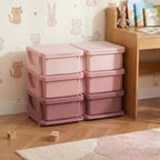 3 Tier Kids Storage Organizer with 6 Drawers for Bedroom, Nursery, Kindergarten, Living Room, Boys and Girls, Pink
