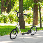 Youth Scooter Kick Scooter for Kids 5+ with Adjustable Handlebar Front and Rear Dual Brakes Inflatable Wheels, White