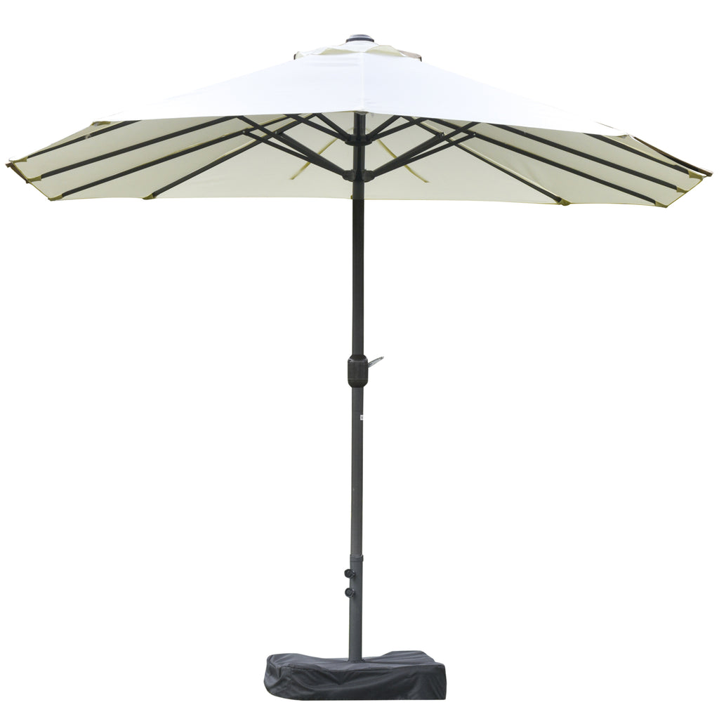 Patio Umbrella 15' Steel Rectangular Outdoor Double Sided Market with base, UV Sun Protection & Easy Crank for Deck Pool Patio, Beige