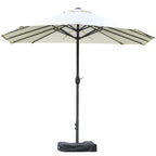 Patio Umbrella 15' Steel Rectangular Outdoor Double Sided Market with base, UV Sun Protection & Easy Crank for Deck Pool Patio, Beige