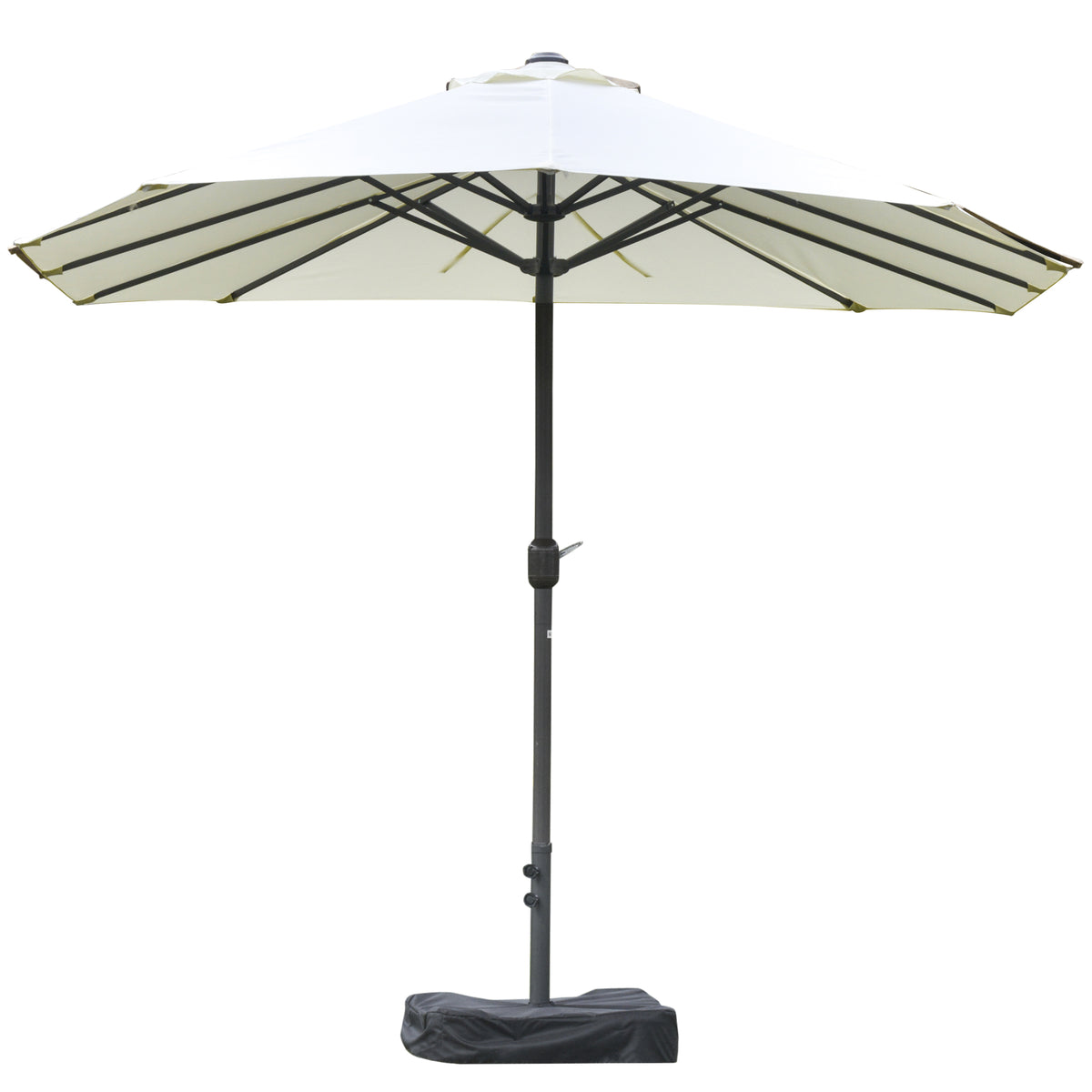 Patio Umbrella 15' Steel Rectangular Outdoor Double Sided Market with base, UV Sun Protection & Easy Crank for Deck Pool Patio, Beige