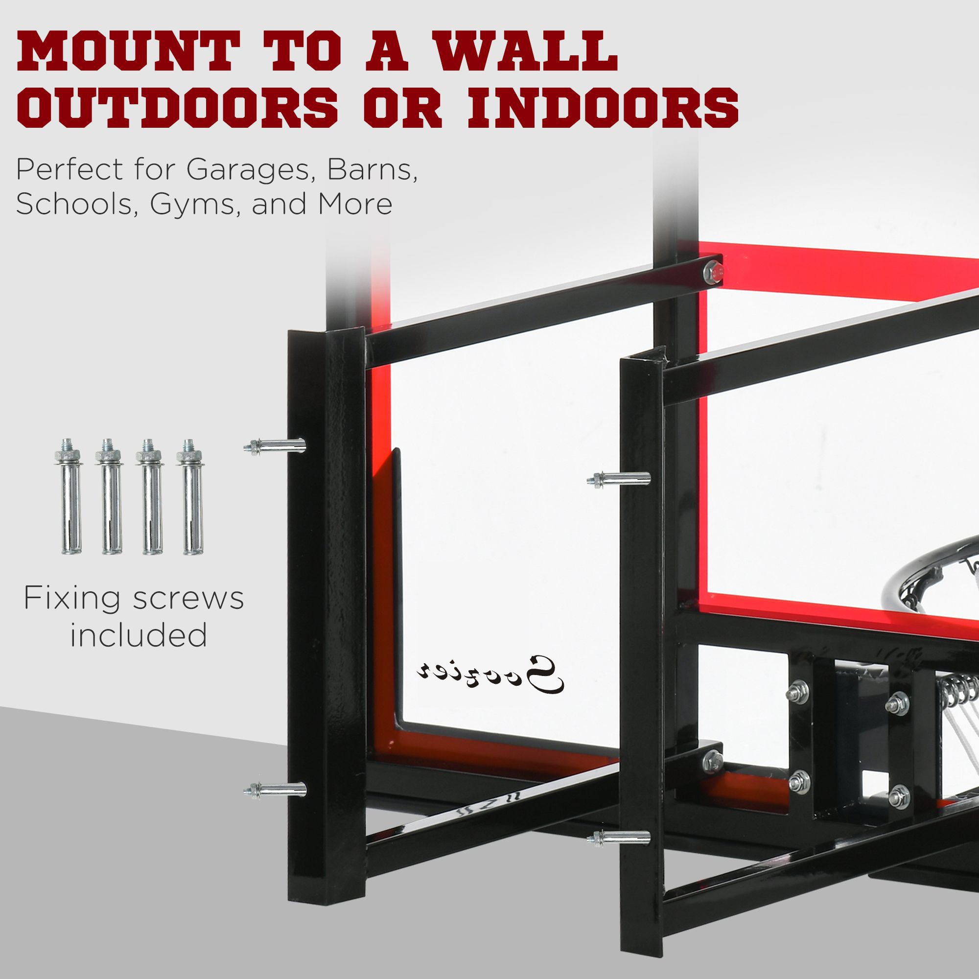 Wall Mounted Basketball Hoop, Basketball Goal Combo Kit with 43" x 30" Shatter Proof Backboard, Durable Bracket and All Weather Net for Outdoor Use