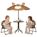 Kids Table and Chair Set, Outdoor Folding Garden Furniture, Picnic Table for Patio Backyard, with Removable & Height Adjustable Sun Umbrella, Brown