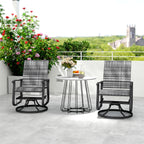Wicker Rattan Swivel Patio Glider Chair Set of 2, Outdoor Glider Chair with Steel Frame, High Back, Gray