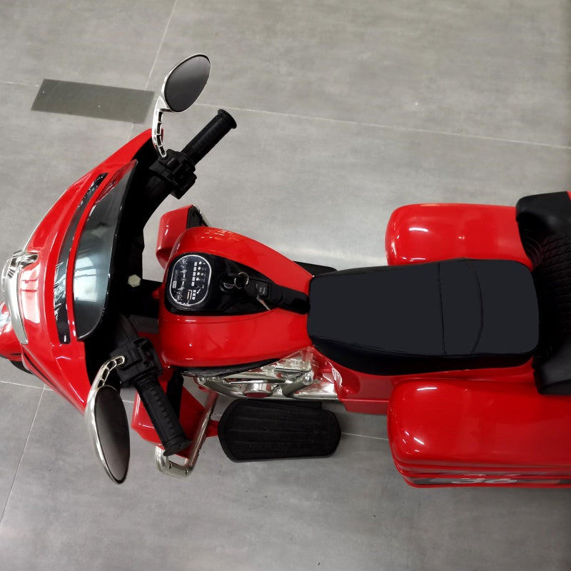 2-Seat 12V Kids Electric Ride-On Motorcycle with Storage Trunk, 3-Wheel Motorbike with MP3 and Bluetooth, 43.5'' L x 19'' W x 26.5'' H, Red