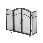 Iron Folding Fireplace Screen with Doors and 4-Piece Tool Set, Matte Finish, 50.5" x 5.5" x 32", Matte Black