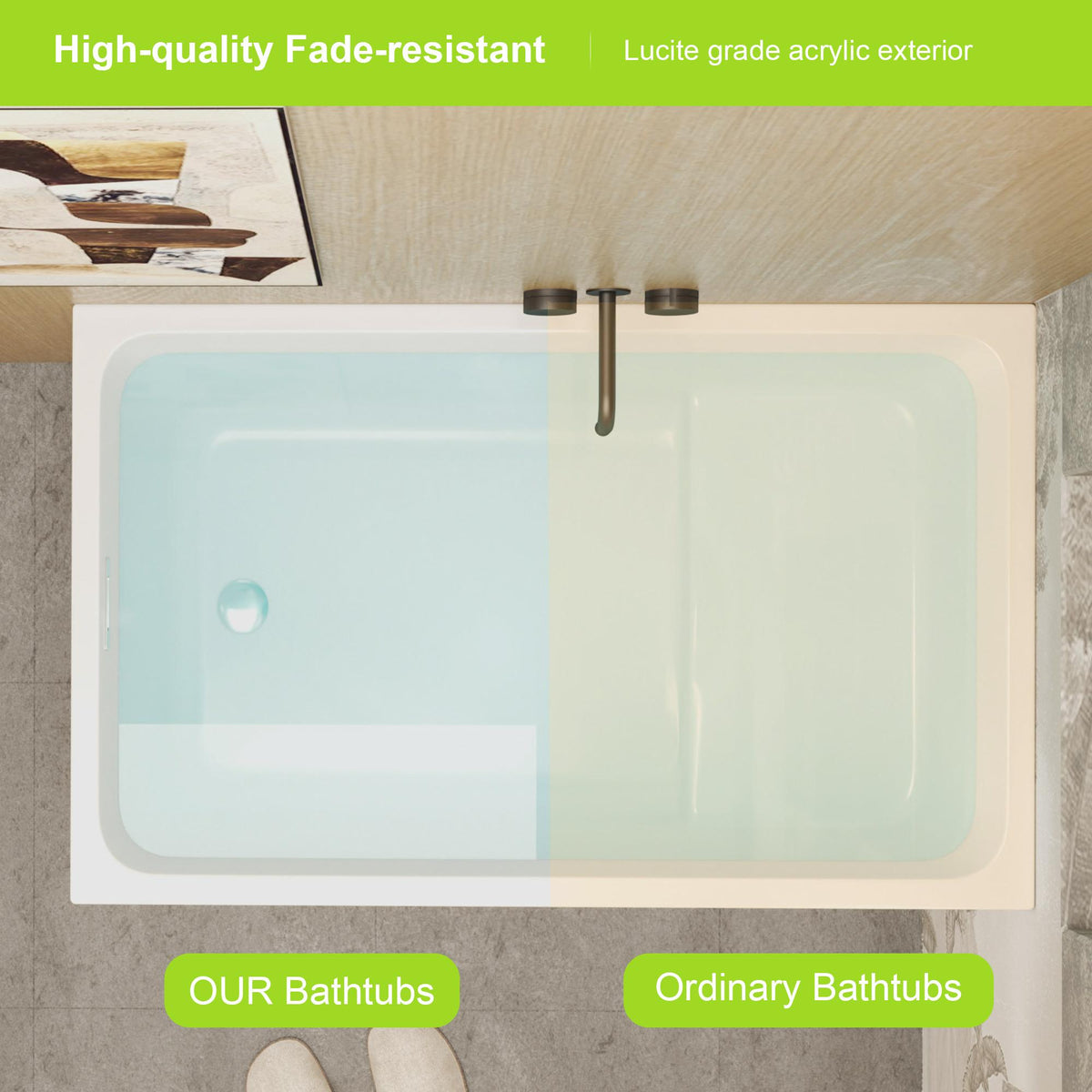 43" Acrylic Freestanding Bathtub with Built-In Seat and Ergonomic Sloping Backrest, Tub for Bathroom, 43.3" L x 27.6" W x 24.8" H, Gloss White