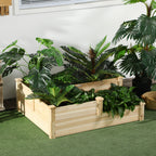 3 Tier Raised Flower Bed Outdoor Planter Box Wooden Garden Bed, Open Bottom for Plants, 42.5"x34.75"x14.25", Natural