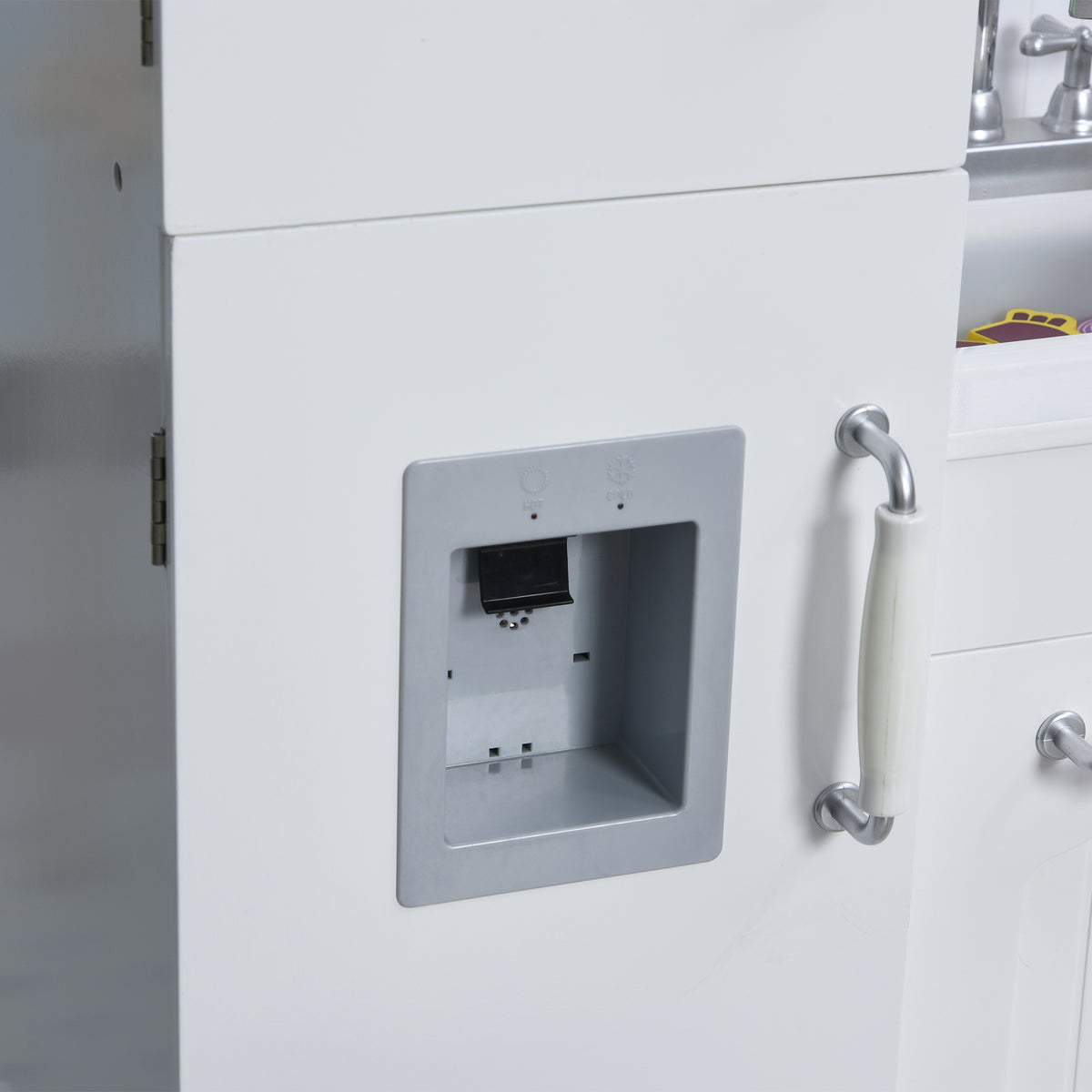 Kids Kitchen Playset with Telephone, Wooden Kitchenette for kids with Cookware, Storage Cabinet, Water Dispenser, Blackboard, Toddler Pretend Play Kitchen with Cooking Accessories for Aged 3+