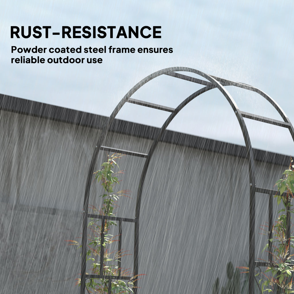 7.3ft Steel Garden Arch Trellis, Garden Arbor Trellis for Climbing Plants Roses Wisteria Vines, Flower Arch Wedding Arch Stand for Outdoor, Garden, Lawn, Backyard, Black