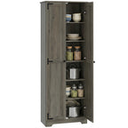 67" Farmhouse Pantry Cabinet, Freestanding Food Pantry Cabinet with Adjustable Shelves, Distressed Gray