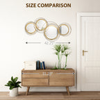 42.25" Circle Mirror for Wall, Modern Metal Wall Art for Living Room, Bedroom and Dining Room, Gold