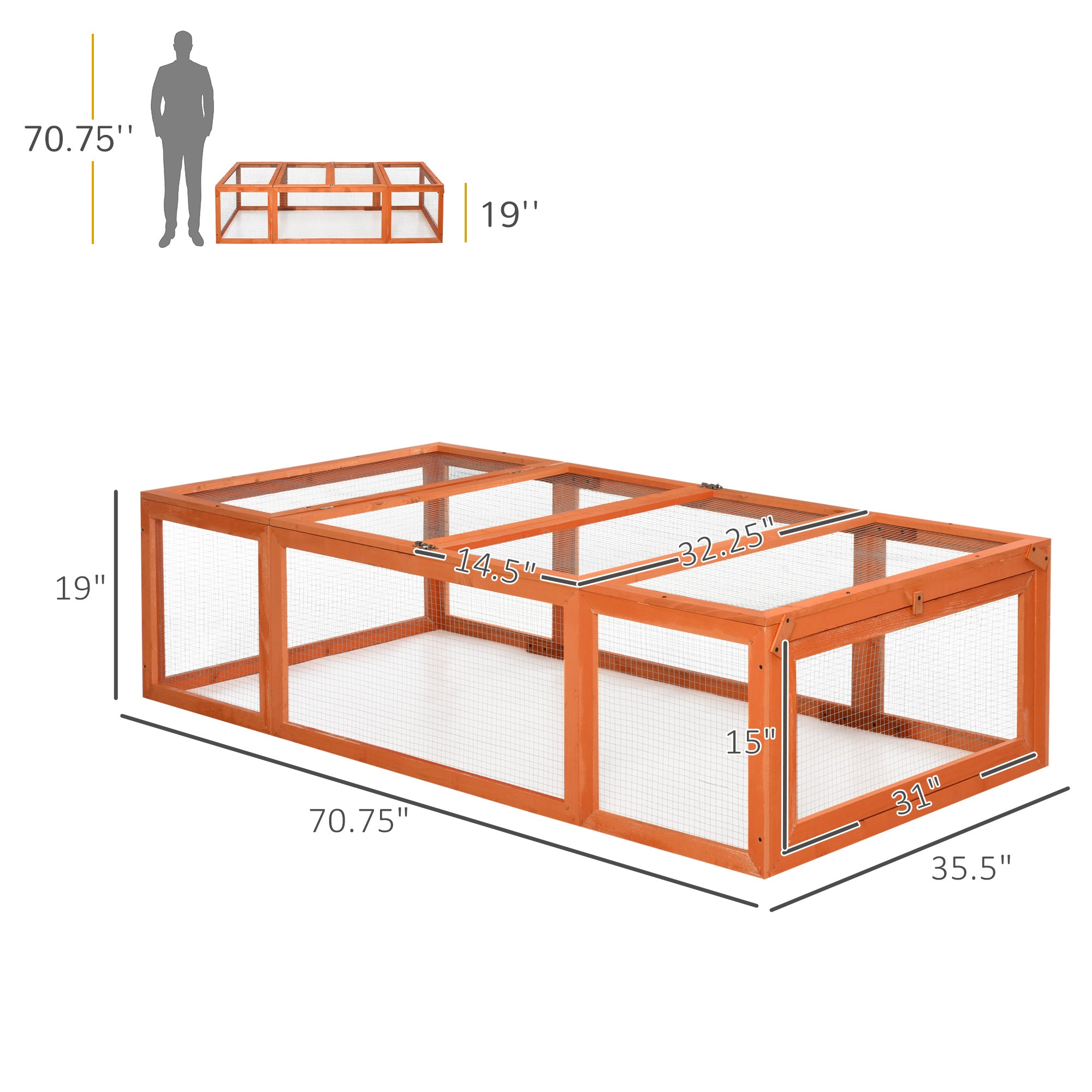 Large Wooden Rabbit Hutch Small Animal Habitat Enclosure Outdoor Run and Lockable Doors - Natural