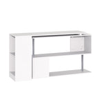 55" 360° Rotating Corner Computer Desk Modern L-Shaped Home Office Workstation with 3-Tier Storage Shelves, Bookshelf, White
