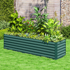 8x2x2ft Galvanized Raised Garden Bed Kit with Safety Edging for Flowers, Herbs and Vegetables, Green