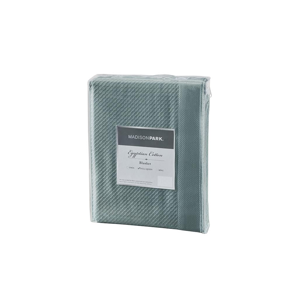 Egyptian Cotton Blanket with OEKO-TEX Certified, Breathable Weave, Machine Washable Coverlet for Bedroom, 90" L x 90" W x 0.25" H, Teal