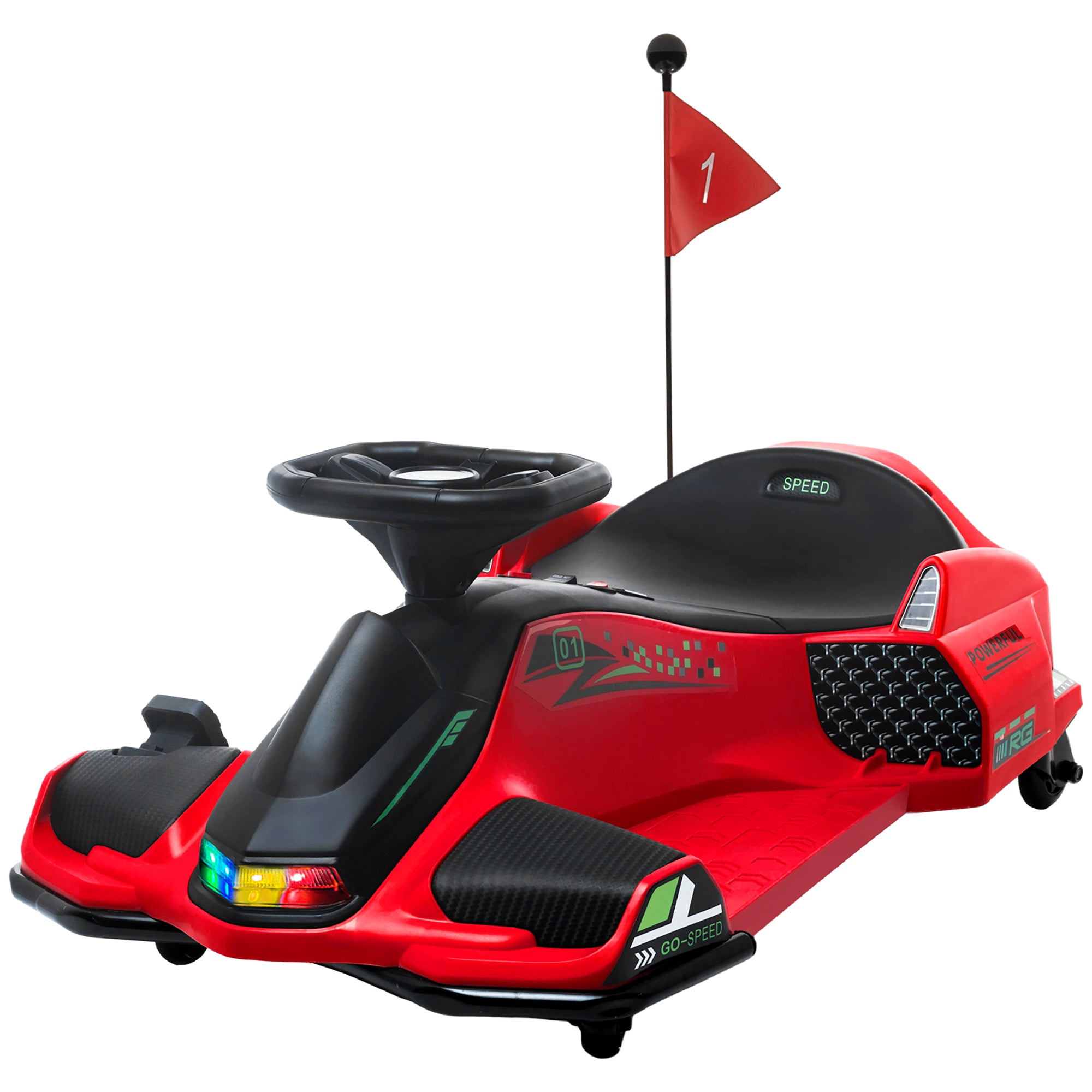 12V Electric Drifting Go Kart w/ Slow Start, Music, Lights, Red