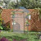 Outdoor Walk-in Mini Greenhouse with Mesh Door & Windows, Small Portable Garden Green House with 3 Tiers 6 Shelves, Trellis, & Plant Labels