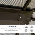 10' x 12' Hardtop Gazebo Canopy with Polycarbonate Roof, Aluminum Frame, Permanent Pavilion Outdoor Gazebo with Curtains for Patio, Garden, Backyard, Deck, Lawn, Dark Brown, Off-White