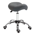 Ergonomic Rolling Saddle Stool PU Leather Hydraulic Spa Stool Height Adjustable Swivel Drafting Salon Chair, Gray