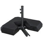 Umbrella Stand Fitting 2" Poles and Steel Base with 4 Fillable Plastic Weights, 4 Gal. Capacity Each - Black