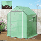 4.6' x 4.7' Portable Greenhouse, Water/UV Resistant Walk-In Small Outdoor Green House with 2 Tier U-Shaped Flower Rack Shelves, Roll Up Door & Windows, Green