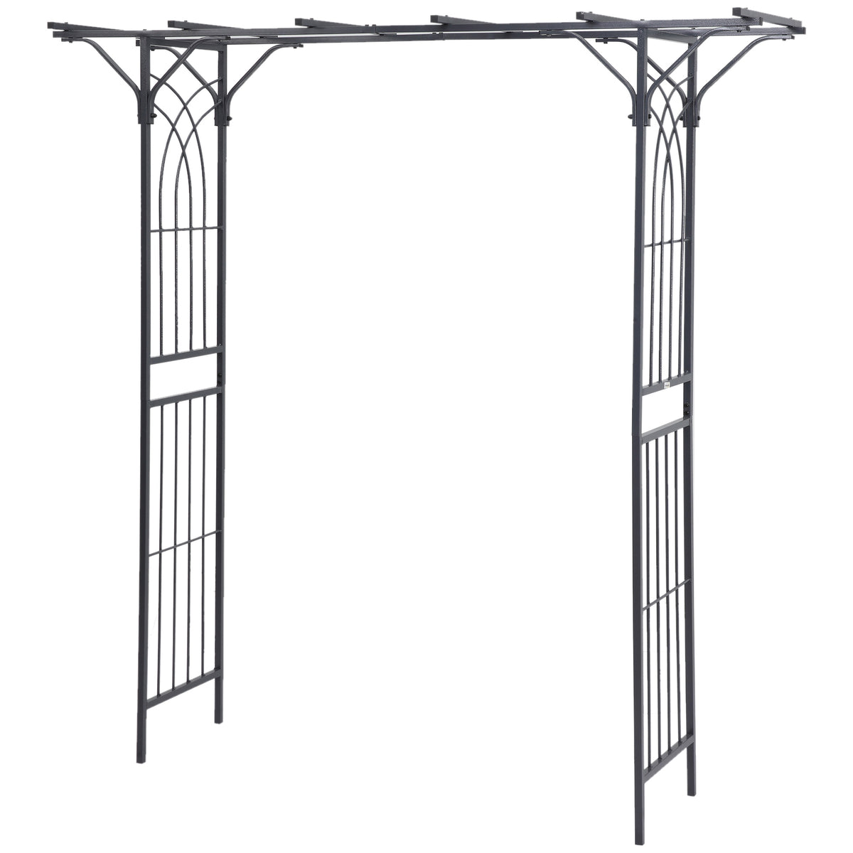 82'' Decorative Metal Garden Trellis Arch with Durable Steel Tubing & Elegant Scrollwork, Perfect for Weddings