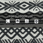 Reversible Outdoor Rug Carpet RV Camping Rugs with Carry Bag, 8' x 10', Gray & Cream White Boho