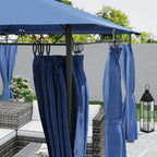 10' x 13' Double Roof Patio Gazebo, Outdoor Gazebo with Curtains, for Garden, Lawn, Backyard and Deck, Dark Blue