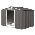 9' x 6' Outdoor Storage Shed, Garden Tool Metal Shed with Foundation Kit, Light Gray