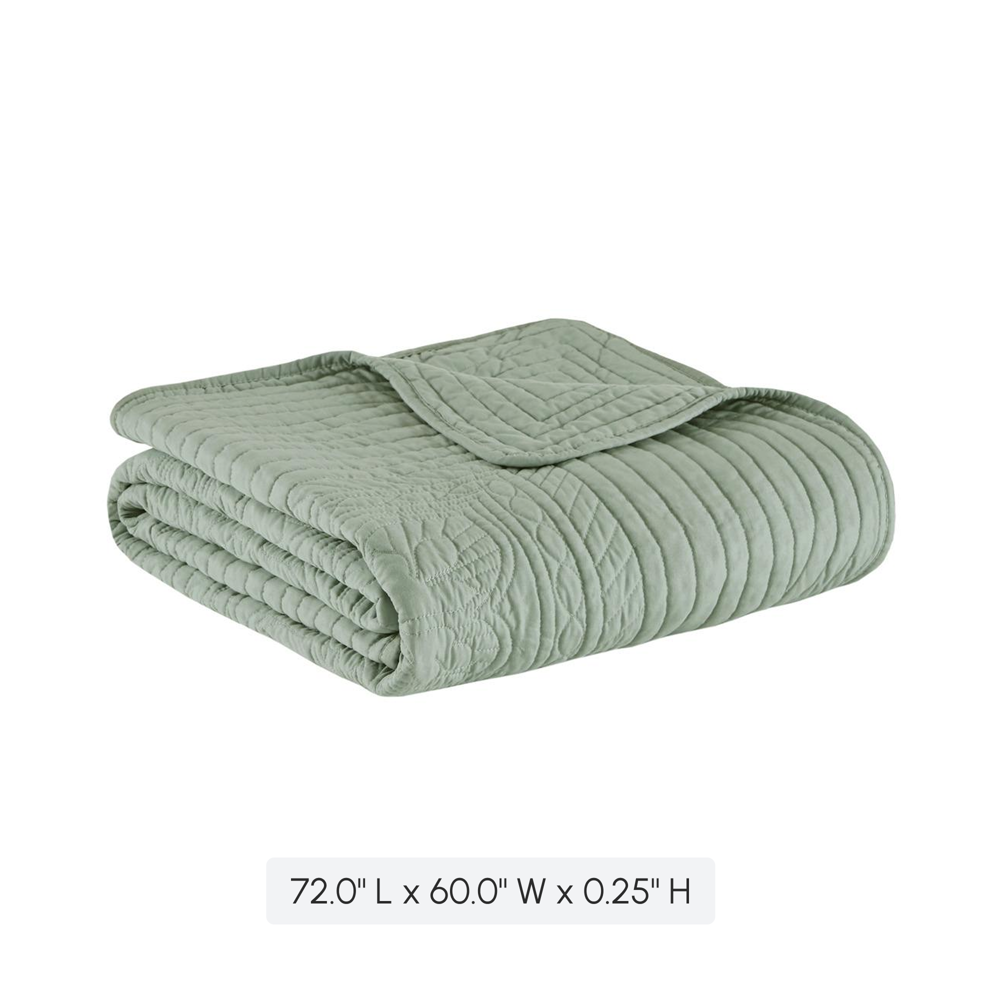 Oversized Quilted Throw with Microfiber, Cotton Filling, Scalloped Edges, Machine Washable Blanket for Any Couch, 72" L x 60" W x 0.25" H, Seafoam