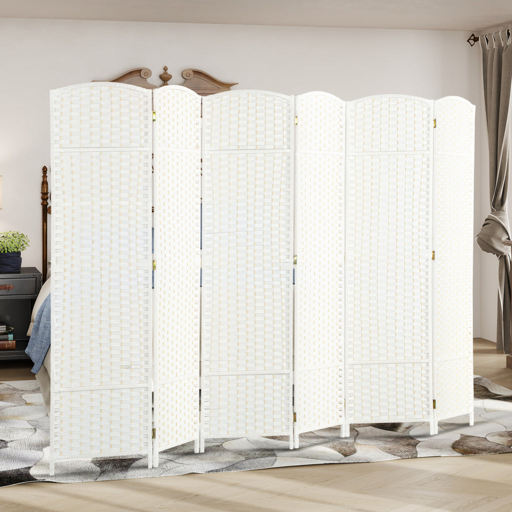 Folding Room Divider Screen 6 Panel 5.6 ' Tall Privacy Screen Freestanding Room Partition for Home Office, White