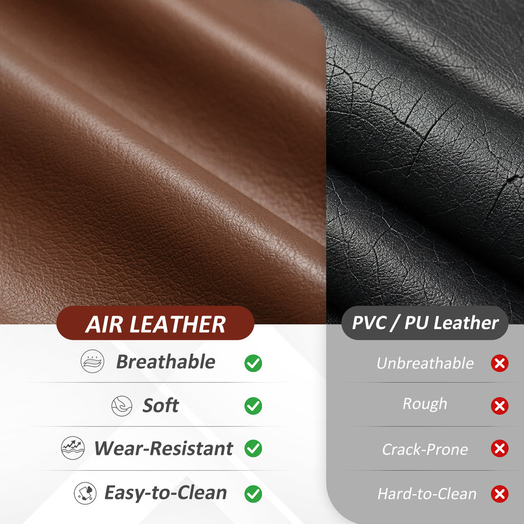 Air Leather Manual Recliner, Adjustable Swivel Lounge Chair with Footrest, Armrest and Wrapped Wood Base, Brown