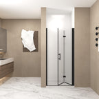 36" Bifold Shower Door with Stainless Steel Handle and Raised Water-Blocking Strips, Space-Saving Panel for Bathroom, 36" L x 0.5" W x 72" H, Matte Black
