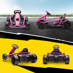 24V Electric Go Kart for Kids, Drift Ride-On Racing Go Kart with 2 Speeds, for Boys Girls Aged 8-12 Years Old, Pink